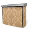 Banjado Briefkasten Edelstahl 38.5x31.5x12cm Ohne Zeitungsfach Inkl. Montagematerial Motiv Tapete Beige
