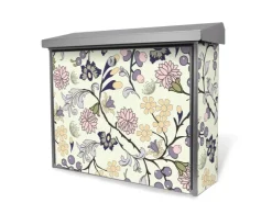 Banjado Briefkasten Edelstahl 38.5x31.5x12cm Ohne Zeitungsfach Inkl. Montagematerial Motiv Florale Tapete