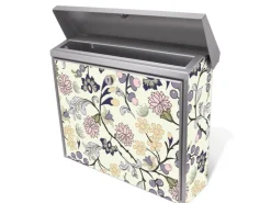 Banjado Briefkasten Edelstahl 38.5x31.5x12cm Ohne Zeitungsfach Inkl. Montagematerial Motiv Florale Tapete