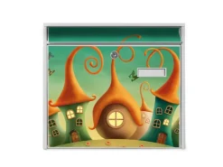 Banjado Briefkasten Weiß 36.2x32.2x10cm Groß / Inkl. Montagematerial & 2 Schlüsseln / Mit Namensschild Motiv Zwergenhausen* Deckenplatten