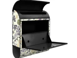Banjado Design Briefkasten Schwarz Pulverbeschichtet 39x47x14cm 2 Schlüssel Mit Zeitungsfach Motiv Florale Tapete* Tapezierzubehör