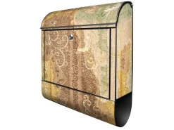 Banjado Design Briefkasten Schwarz Pulverbeschichtet 39x47x14cm 2 Schlüssel Mit Zeitungsfach Motiv Alte Tapeten