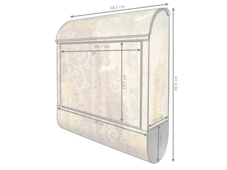 Banjado Design Briefkasten Schwarz Pulverbeschichtet 39x47x14cm 2 Schlüssel Mit Zeitungsfach Motiv Alte Tapeten