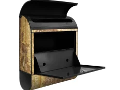 Banjado Design Briefkasten Schwarz Pulverbeschichtet 39x47x14cm 2 Schlüssel Mit Zeitungsfach Motiv Alte Tapeten