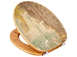 Banjado Design WC Sitz Bambus Toilettendeckel Toilettensitz Bambus Holz Klodeckel WC-Sitz Universal Scharnieren Motiv Alte Tapeten* Tapezierzubehör