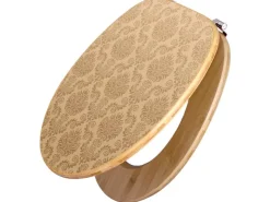 Banjado Design WC Sitz Bambus Toilettendeckel Toilettensitz Bambus Holz Klodeckel WC-Sitz Universal Scharnieren Motiv Tapete Beige* Tapezierzubehör