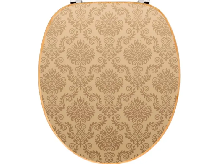 Banjado Design WC Sitz Bambus Toilettendeckel Toilettensitz Bambus Holz Klodeckel WC-Sitz Universal Scharnieren Motiv Tapete Beige* Tapezierzubehör