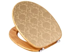 Banjado Design WC Sitz Bambus Toilettendeckel Toilettensitz Bambus Holz Klodeckel WC-Sitz Universal Scharnieren Motiv Tapete Beige* Tapezierzubehör