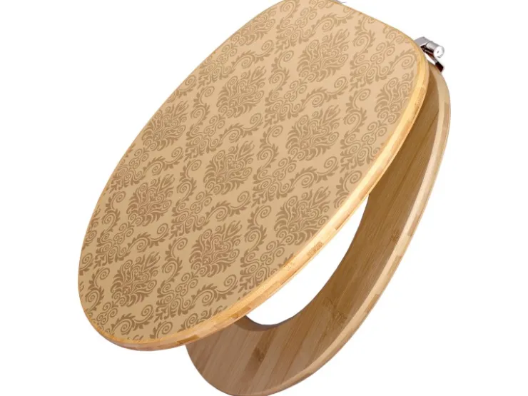 Banjado Design WC Sitz Bambus Toilettendeckel Toilettensitz Bambus Holz Klodeckel WC-Sitz Universal Scharnieren Motiv Tapete Beige* Tapezierzubehör