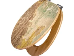 Banjado Design WC Sitz Bambus Holz Toilettendeckel Mit Absenkautomatik Klodeckel WC-Sitz Soft Close Mit Motiv Alte Tapeten* Tapezierzubehör