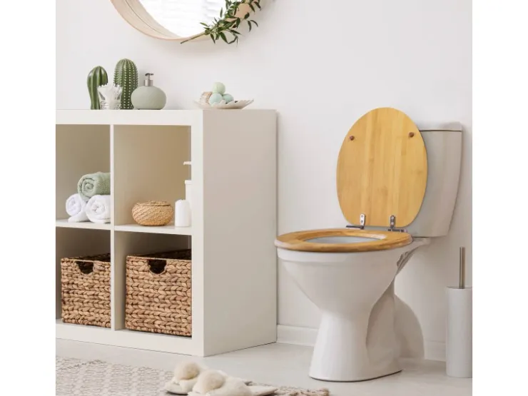 Banjado Design WC Sitz Bambus Holz Toilettendeckel Mit Absenkautomatik Klodeckel WC-Sitz Soft Close Mit Motiv Alte Tapeten* Tapezierzubehör