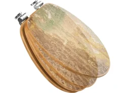 Banjado Design WC Sitz Bambus Holz Toilettendeckel Mit Absenkautomatik Klodeckel WC-Sitz Soft Close Mit Motiv Alte Tapeten* Tapezierzubehör