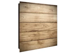 Banjado Großer Schlüsselkasten Glas 30x30cm Schwarz Scharnier Links 50 Haken Beschreibbar Magnetisch Motiv Holzplanken* Schweberegale