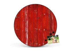 Banjado Magnettafel Rund Größe 47cm Magnetwand Schwarz Aus Metall Magnetpinnwand Pinnwand Motiv Rote Holzlatten* Wanddekoration|Pinnwände