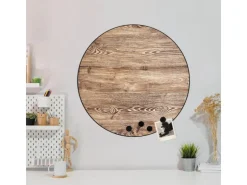 Banjado Magnettafel Rund Größe 47cm Magnetwand Schwarz Aus Metall Magnetpinnwand Pinnwand Motiv Maserung