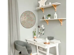 Banjado Magnettafel Rund Größe 47cm Magnetwand Schwarz Aus Metall Magnetpinnwand Pinnwand Motiv Grüne Fliesen