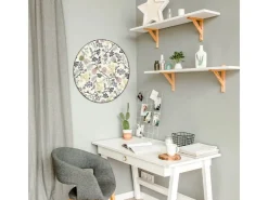 Banjado Magnettafel Rund Größe 47cm Magnetwand Schwarz Aus Metall Magnetpinnwand Pinnwand Motiv Florale Tapete