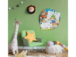 Banjado Magnettafel Rund Größe 47cm Magnetwand Schwarz Aus Metall Magnetpinnwand Pinnwand Motiv Bunte Holzschindeln