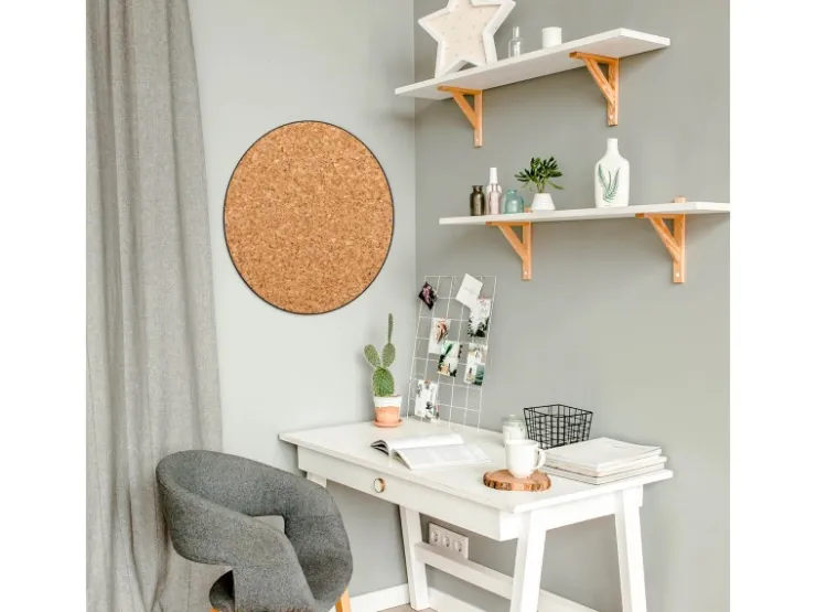 Banjado Magnettafel Rund Größe 47cm Magnetwand Schwarz Aus Metall Magnetpinnwand Pinnwand Motiv Kork* Pinnwände