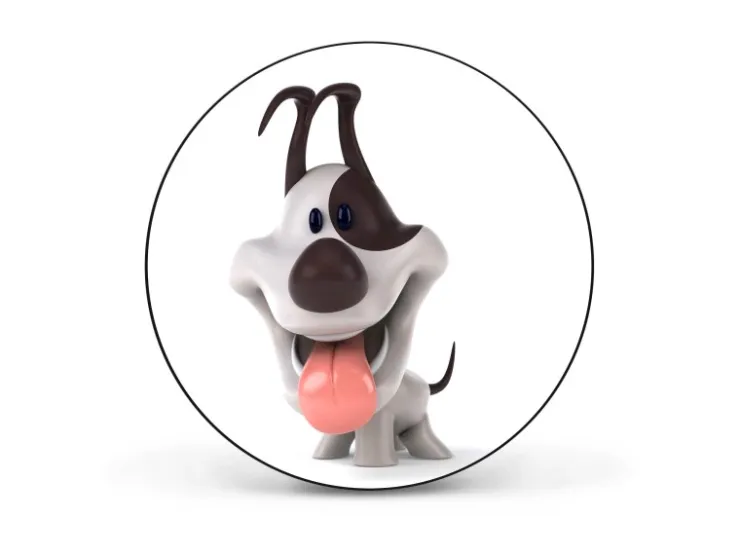 Banjado Magnettafel Rund Größe 47cm Magnetwand Schwarz Aus Metall Magnetpinnwand Pinnwand Motiv Comic-Hund* Pinnwände