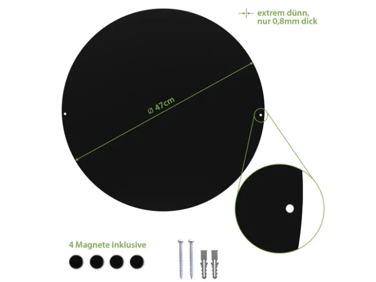 Banjado Magnettafel Rund Größe 47cm Magnetwand Schwarz Aus Metall Magnetpinnwand Pinnwand Motiv Rosen Auf Anthrazit