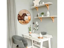Banjado Magnettafel Rund Größe 47cm Magnetwand Schwarz Aus Metall Magnetpinnwand Pinnwand Motiv Wilde Pferde* Pinnwände