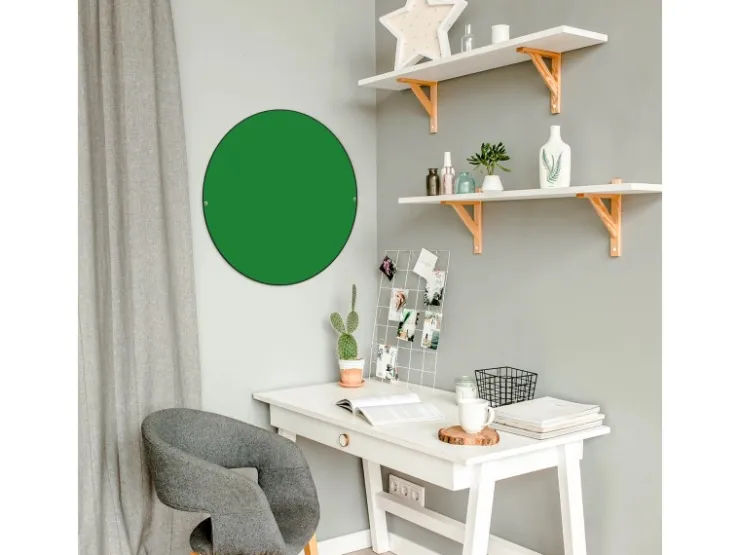 Banjado Magnettafel Rund Größe 47cm Magnetwand Schwarz Aus Metall Magnetpinnwand Pinnwand Motiv Grün