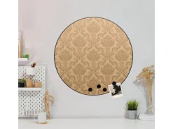 Banjado Magnettafel Rund Größe 47cm Magnetwand Schwarz Aus Metall Magnetpinnwand Pinnwand Motiv Tapete Beige* Pinnwände