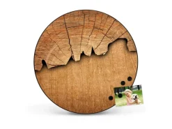 Banjado Magnettafel Rund Größe 47cm Magnetwand Schwarz Aus Metall Magnetpinnwand Pinnwand Motiv Holz* Pinnwände