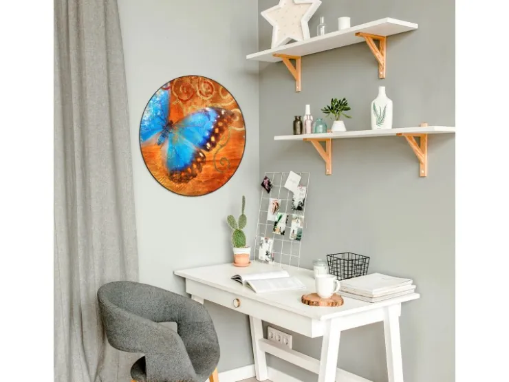 Banjado Magnettafel Rund Größe 47cm Magnetwand Schwarz Aus Metall Magnetpinnwand Pinnwand Motiv Schmetterling* Wanddekoration|Pinnwände