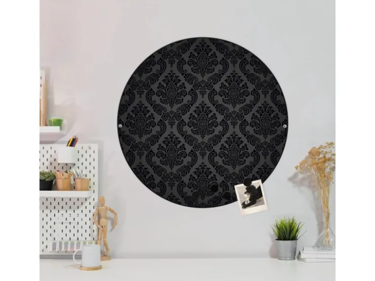 Banjado Magnettafel Rund Größe 47cm Magnetwand Schwarz Aus Metall Magnetpinnwand Pinnwand Motiv Black Deluxe* Pinnwände