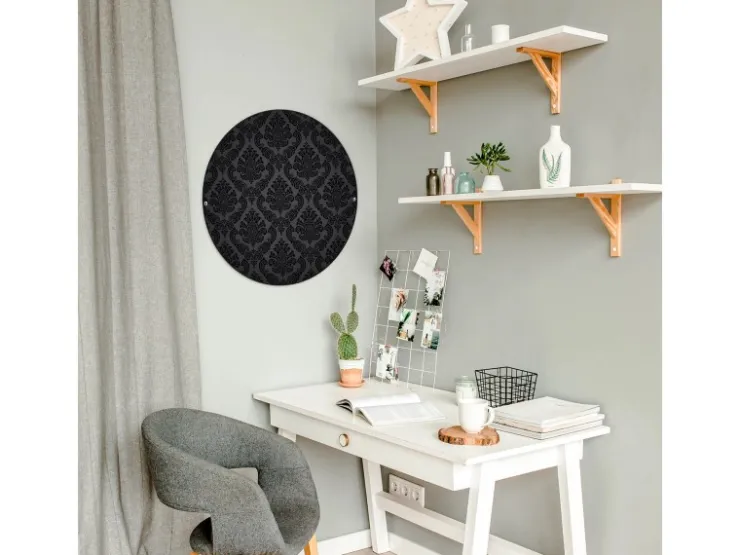 Banjado Magnettafel Rund Größe 47cm Magnetwand Schwarz Aus Metall Magnetpinnwand Pinnwand Motiv Black Deluxe* Pinnwände