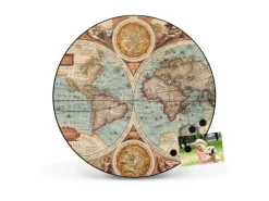 Banjado Magnettafel Rund Größe 47cm Magnetwand Schwarz Aus Metall Magnetpinnwand Pinnwand Motiv Historische Weltkarte* Pinnwände