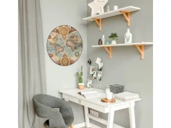 Banjado Magnettafel Rund Größe 47cm Magnetwand Schwarz Aus Metall Magnetpinnwand Pinnwand Motiv Historische Weltkarte* Pinnwände