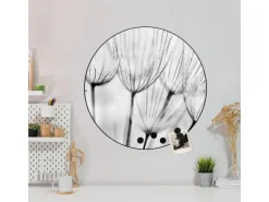 Banjado Magnettafel Rund Größe 47cm Magnetwand Schwarz Aus Metall Magnetpinnwand Pinnwand Motiv Pusteblumen Sw