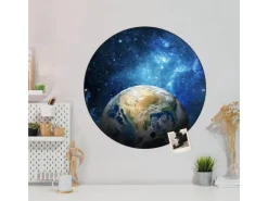 Banjado Magnettafel Rund Größe 47cm Magnetwand Schwarz Aus Metall Magnetpinnwand Pinnwand Motiv Erdkugel* Pinnwände