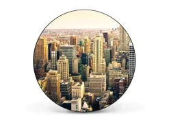 Banjado Magnettafel Rund Größe 47cm Magnetwand Schwarz Aus Metall Magnetpinnwand Pinnwand Motiv New York City