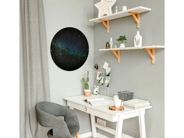 Banjado Magnettafel Rund Größe 47cm Magnetwand Schwarz Aus Metall Magnetpinnwand Pinnwand Motiv Nachthimmel* Pinnwände