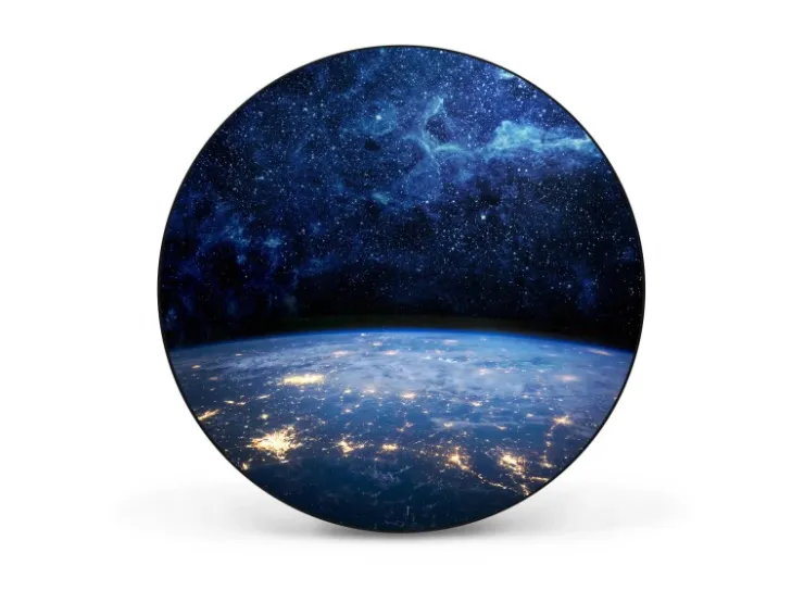 Banjado Magnettafel Rund Größe 47cm Magnetwand Schwarz Aus Metall Magnetpinnwand Pinnwand Motiv Galaxie* Pinnwände