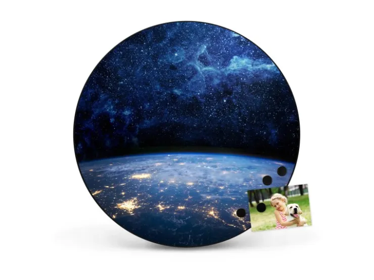 Banjado Magnettafel Rund Größe 47cm Magnetwand Schwarz Aus Metall Magnetpinnwand Pinnwand Motiv Galaxie* Pinnwände
