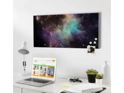 Banjado Magnettafel 78x37cm Magnetwand Silber Aus Metall Magnetpinnwand Pinnwand Inkl. 4 Magnete Motiv Im Weltall 2* Wanddekoration