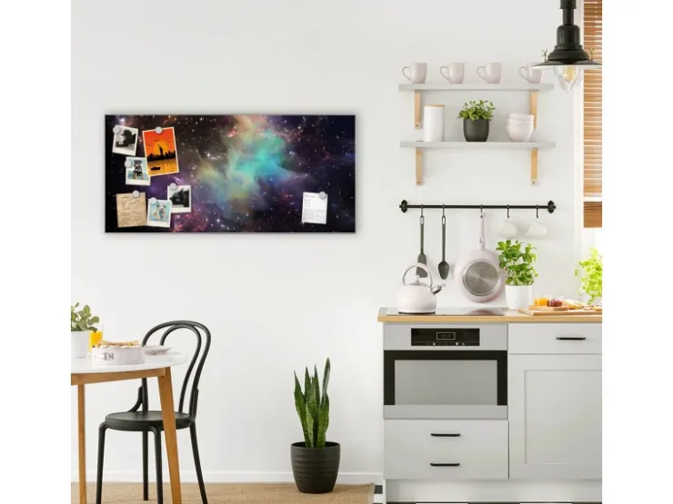 Banjado Magnettafel 78x37cm Magnetwand Silber Aus Metall Magnetpinnwand Pinnwand Inkl. 4 Magnete Motiv Im Weltall 2* Wanddekoration