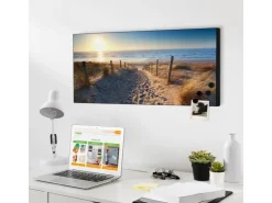 Banjado Magnettafel 78x37cm Magnetwand Schwarz Aus Metall Magnetpinnwand Pinnwand Inkl. 4 Magnete Motiv Nordseestrand* Pinnwände
