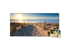 Banjado Magnettafel 78x37cm Magnetwand Schwarz Aus Metall Magnetpinnwand Pinnwand Inkl. 4 Magnete Motiv Nordseestrand* Pinnwände