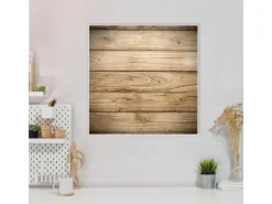 Banjado Magnettafel 50x50cm Magnetwand Weiß Aus Metall Magnetpinnwand Pinnwand Inkl. 4 Magnete Motiv Holzplanken* Pinnwände