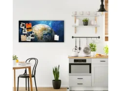 Banjado Magnettafel 78x37cm Magnetwand Schwarz Aus Metall Magnetpinnwand Pinnwand Inkl. 4 Magnete Motiv Erdkugel* Wanddekoration