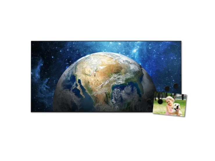 Banjado Magnettafel 78x37cm Magnetwand Schwarz Aus Metall Magnetpinnwand Pinnwand Inkl. 4 Magnete Motiv Erdkugel* Wanddekoration