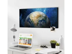 Banjado Magnettafel 78x37cm Magnetwand Schwarz Aus Metall Magnetpinnwand Pinnwand Inkl. 4 Magnete Motiv Erdkugel* Wanddekoration