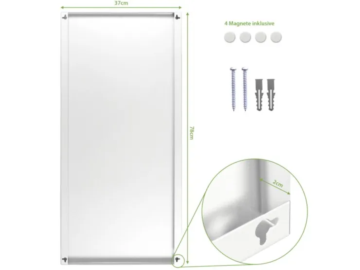 Banjado Magnettafel 37x78cm Magnetwand Weiß Aus Metall Magnetpinnwand Pinnwand Inkl. 4 Magnete Motiv Briefkasten Gelb