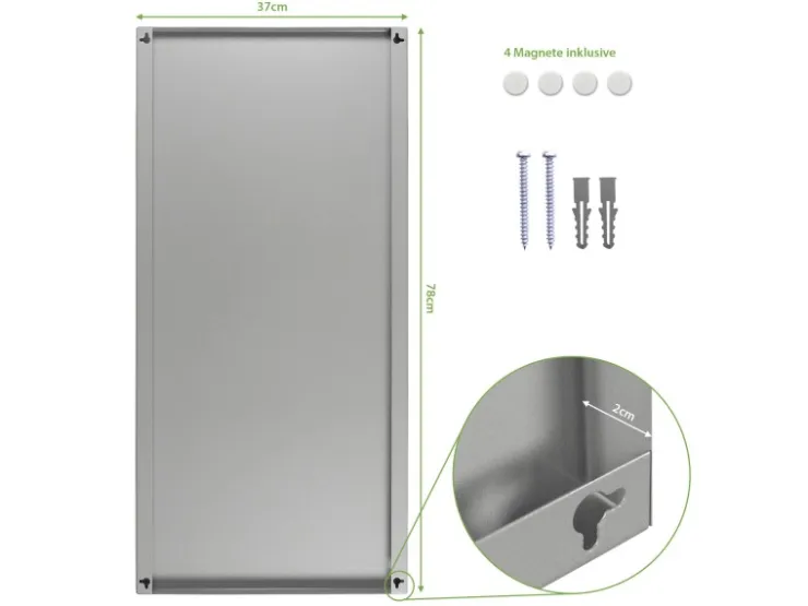 Banjado Magnettafel 37x78cm Magnetwand Silber Aus Metall Magnetpinnwand Pinnwand Inkl. 4 Magnete Motiv Vier Farben Grün* Pinnwände